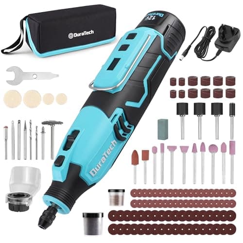 Image of DURATECH Cordless Rotary Tool, 12V Rechargeable Rotary Tool with 118pcs Accessories, 7 Variable Speed 35000RPM, Power Rotary Multi Tool Kit for Sanding, Polishing, Carving, Drilling and DIY Crafts