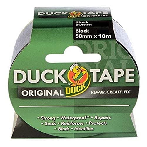 Image of Duck Tape Original Black, 50mm x 10m. The original high strength waterproof gaffer and duct adhesive cloth repair tape