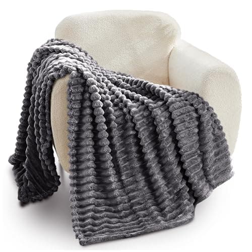 Image of GC GAVENO CAVAILIA Fleece Throw Blanket | Soft Fluffy Throws For Sofas, Bed, Settee, Couch | Extra Warm Large Blanket Throw | Easycare, Anti Allergic | Double 150x200 Cm | Charcoal