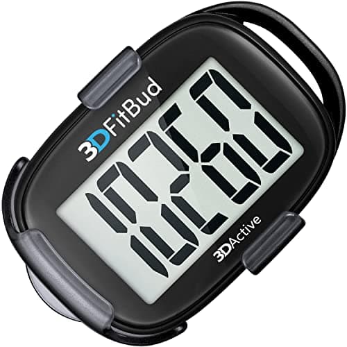 Image of 3DFitBud Simple Step Counter Walking 3D Pedometer By 3DActive with Clip & Lanyard Accurate Step Tracker Large Display Easy to Use for Kids Men Women Adult Seniors Daily Step Tracking - A420S - Black