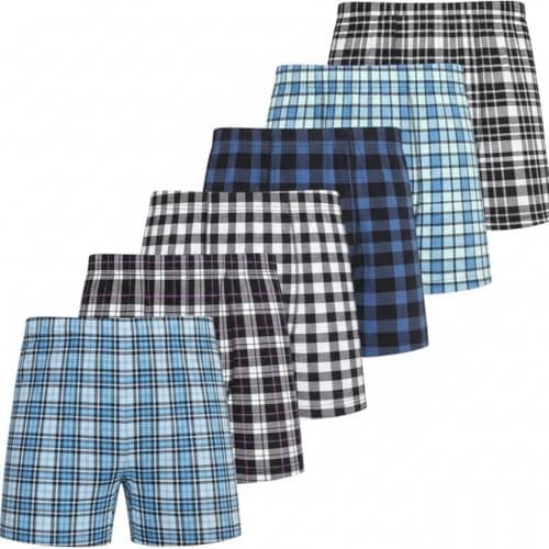 Image of SARIMON 3pk Mens Woven Boxers Shorts Cotton Rich, Men’s Knit Boxer Briefs Assorted Colour Button Fly Loose Fit Boxer Trunks (Large)