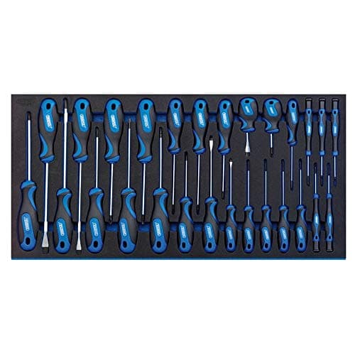 Image of Draper 27-Piece Screwdriver Set | Soft Grip Hand Tools | Eva Insert Tray | Chrome Vanadium Steel | Sand Blast Finish Tips | Home DIY and Professional | 63406