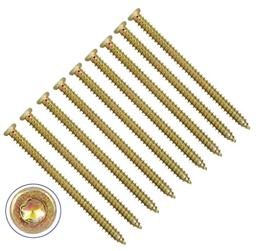 Image of TERF Concrete Screws 7.5 X 90mm Torx Drive Flat Countersunk Head Use Without Plug For Brick Hollow Block Natural Stone Window Frame Door and General Joinery - Pack of 25, Zinc Yellow