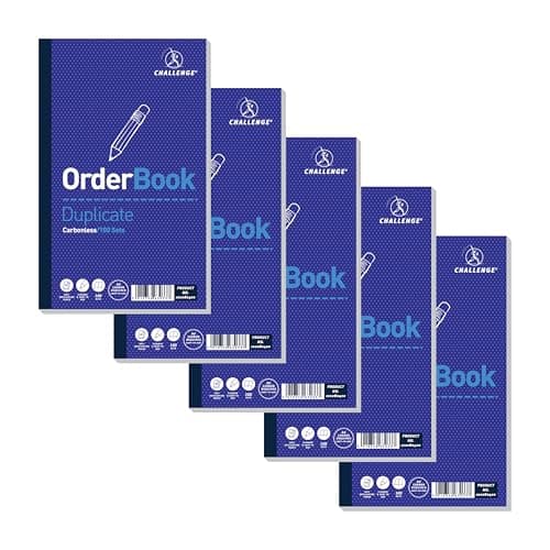 Image of Challenge Duplicate Order Book, Carbonless, 100 Pages, 5 pack (210 x 130 mm)