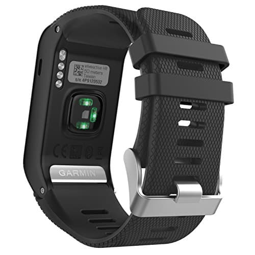 Image of MoKo Watch Strap Compatible with Garmin Vivoactive HR, Soft Silicone Replacement Band ONLY for Vivoactive HR Sports GPS Smart Watch with Adapter Tools - BLACK