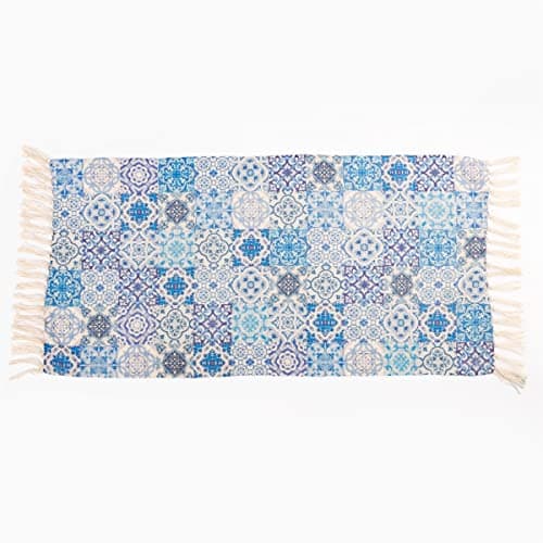 Image of Sass & Belle Blue Tile Print Rug Large