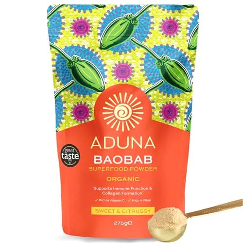 Image of Aduna Organic Baobab Powder | 100% Baobab Fruit for Immune & Digestive Support | Natural Vegan Source of Vitamin C & Prebiotic Fibre | Superfood Powder for Smoothies, Juices, Yoghurts & More | 275g