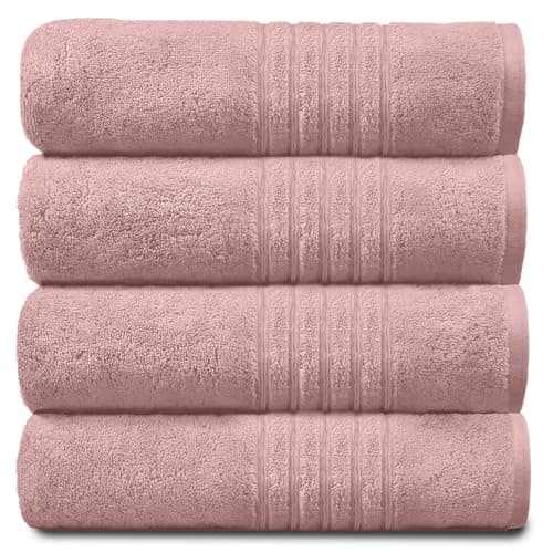 Image of GC GAVENO CAVAILIA New Hampton Hand Towels, Ultra Soft Extra Absorbent Pack of 4 Luxury Towel Set, 100% Ringspun Cotton, Blush Pink, 4PK