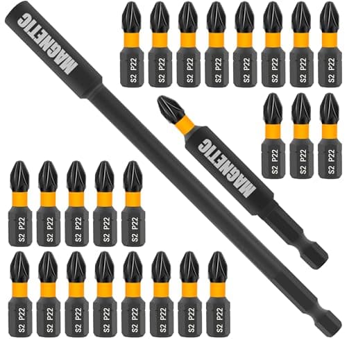 Image of 27-Piece PZ2 25mm Bits, PZ2 Screwdriver Impact Bits Set with Magnetic 60mm and 152mm Professional Impact Bit Holders (PZ2 Bits with Bit Holders(25mm))
