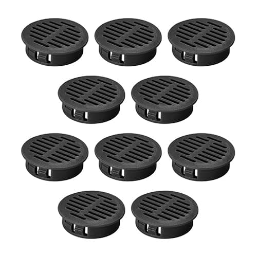 Image of 10Pcs Round Soffit Vent 50mm (2 inch) Black, Plastic Ventilation Grille Home Office for Bathroom Kitchen Cabinet Wardrobe Blind