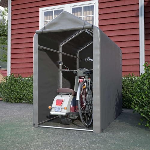 Image of BIRCHTREE 1.8M*1M Garden Waterproof Anti-UV Bike Storage Tent Bicycle Motorcycle Shed Shelter Outdoor Backyard Steel Frame PE Cover Zipper Door Small Grey