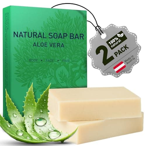 Image of larum sports Natural Soap Bar ALOE VERA – Body Soap Bar for Women – Hair Face and Skin – Organic Soap – Vegan Shower Soap Bar for Sensitive Skin – Cruelty Free – 2x 85 g