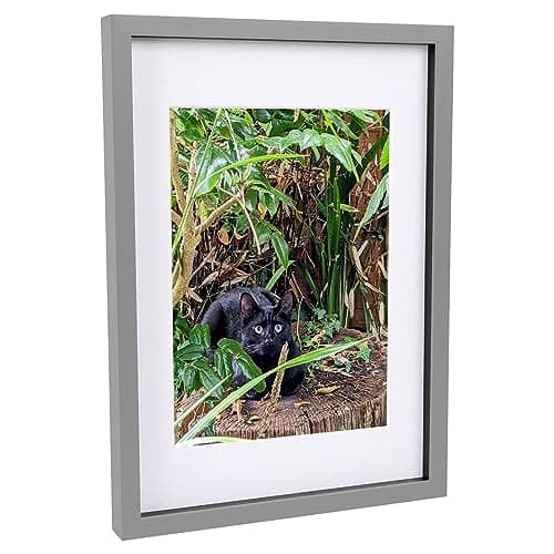 Image of Nicola Spring 3D Shadow Box Frame - Grey A3 Frame (30 x 42cm) - White A4 Mount (20 x 30cm) - Pack of 1-3D 3D Photo Picture Box Portrait Display Case Wedding Crafts Frame
