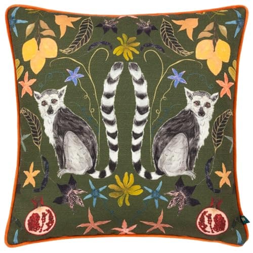 Image of furn. Wylder Tropics Lemurs Tropical Piped Cushion Cover