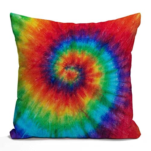 Image of Tomda Cushion Cover Colorful Rainbow Spiral Tie Dye Pattern Color Dyed Batik Decorative Throw Pillow Cover Home Decor Square 45x45cm 18x18 Inch Pillowcase