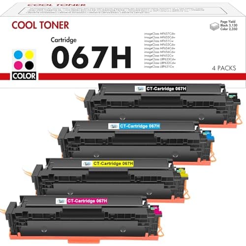 Image of 067H 067 Toner Cartridge Set: Compatible for Canon 067H 067 i-SENSYS MF657Cdw MF655Cdw MF651Cw LBP631Cw LBP632Cdw LBP633Cdw MF656Cdw MF653Cdw MF654Cdw 4 Packs (Black, Cyan, Yellow, Magenta)