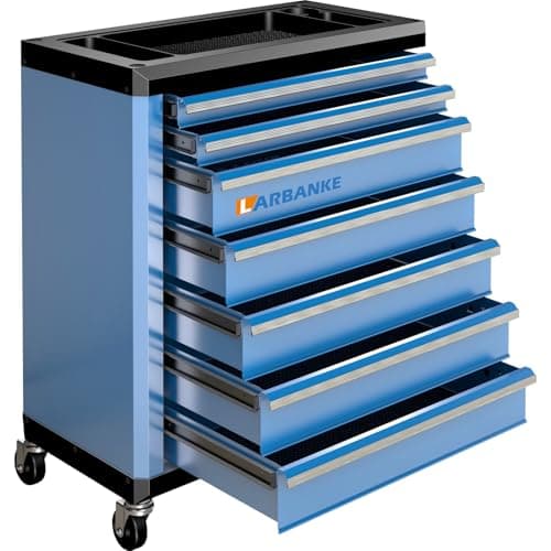 Image of LARBANKE 7-Drawer Rolling Tool Chest with Lock&Keys and Swivel Casters,Tool Chest with Multi-Sizes Drawers and Multifunctional Countertop,Special Connect Rods for Connection with 5-Drawer Tool Cabinet