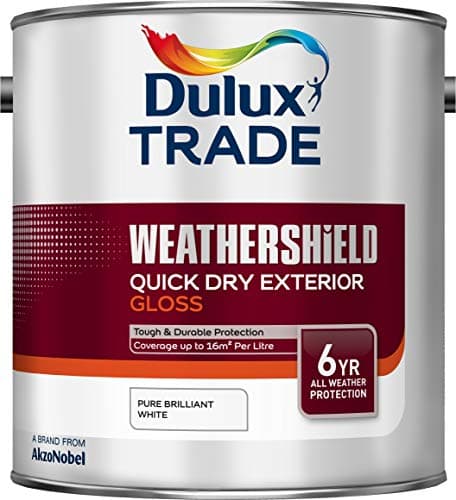 Image of Dulux Trade Weathershield Quick Dry Exterior Gloss Pure Brilliant White 2.5 Litres