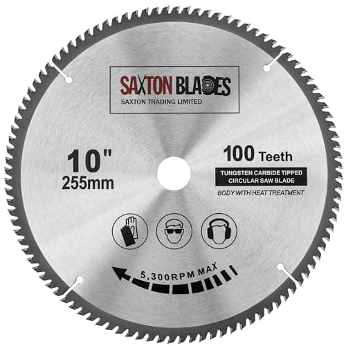 Image of Saxton TCT Circular Fine Cutting Wood Saw Blade 255mm x 100T x 25.4mm Bore fits Evolution Rage Saws