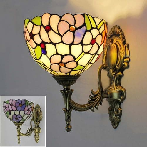 Image of Mengjay Wall Lamp, Wall Light Indoor Vintage Wall Lamp, Staircase, Bedroom, Living Room Wall Lights Made of Stained Glass Shade