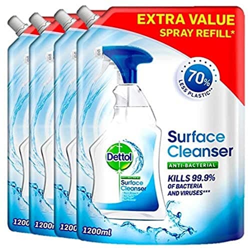Image of Dettol Antibacterial Surface Cleaner Refill, 4-Pack (1.2L Each), Total 4.8L, Disinfectant Spray & Floor Solution, Household Multipurpose Cleaning, Germ Protection, Eco-Friendly Pouch