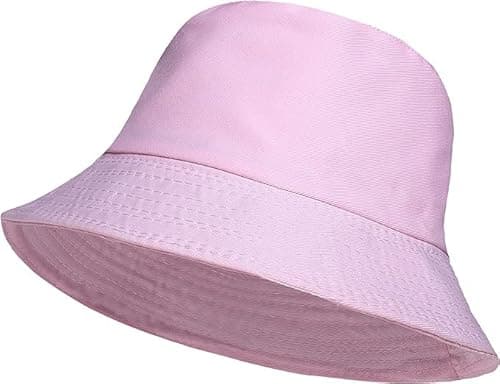 Image of HAJRA® Unisex Cotton Bucket Hat, Summer Sun Hat Plain, Ideal for, Hunting,Hiking, Camping, Fishing, Holidays. Bucket Hat Design Fits All Men, Women 56-58cm (UK, Alpha, One Size, Baby Pink)