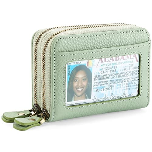 Image of GAEKEAO Womens Credit Card Holder Wallet Genuine Leather Card Case RFID Blocking Small Blocked Purses for Women with Zipper Coin Purse