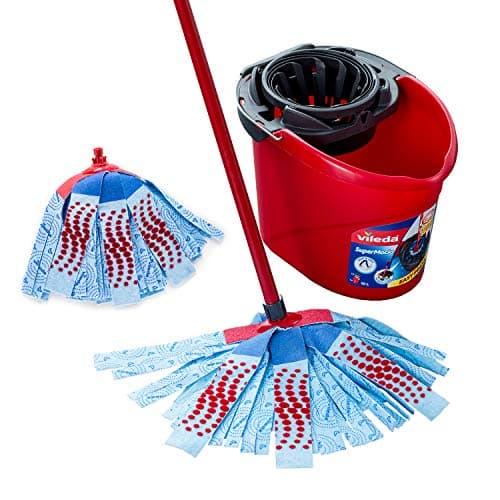 Image of Vileda SuperMocio 3Action XL Mop & Bucket Set with Torsion Wringer | Deep‑Cleaning 3 Power Zones Remove Stubborn Dirt | XL Mop Head with Advanced Microfibre Technology | Includes Additional Refill