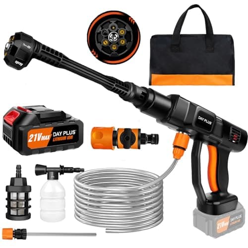 Image of 21V 45 Bar/652 PSI Cordless Pressure Washer, Portable Pressure Washer with 3.0Ah Battery,6-in-1 Adjustable Nozzle,16.4FT/5M Hose Pressure Cleaner for Car/Floor/Garden Cleaning & Watering