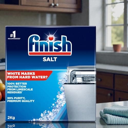 Image of Finish Dishwasher Salt (1 x 2kg) – Prevents Limescale & White Residue, Fights Hard Water Cleaner, Shinier Dishes