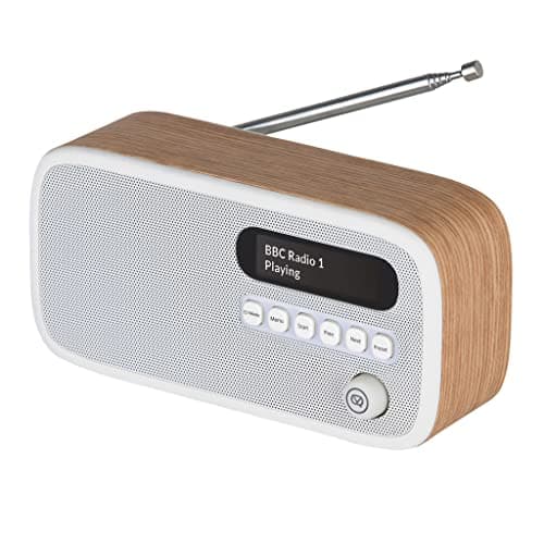 Image of VQ Dexter Portable DAB Radio with Bluetooth - Built-in Rechargeable Battery Powered Radio - Digital DAB Radios Alarm Clock with Dual Alarms & Sleep Timer - DAB+ Radios Mains Powered - Oak