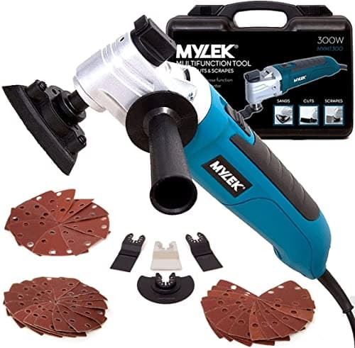 Image of MYLEK Oscillating Multi Tool 300W Oscillating Electric Corded Multi Tools 6 Speed, Quick Change, Detail Sander, Multitool Cuts Metal, Plastic, Wood, 48 Piece Accessory Kit - Carry Case