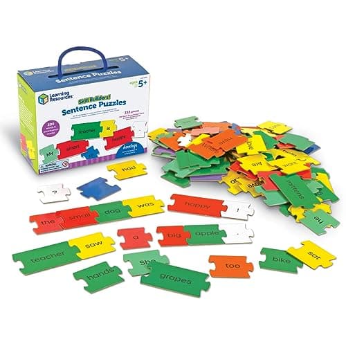Image of Learning Resources Skill Builders Sentence Puzzles, 112 Pieces, Ages 5+, Words, Letters, Language Skills, Sentence skills, Preschool Learning Toys, Learning & Education Toys