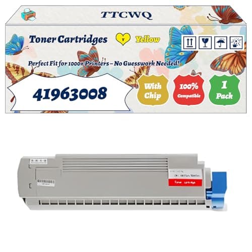 Image of Compatible for Okidata OKI 41963008 41963007 41963006 41963005 Toner Cartridges Work for Okidata OKI C7100 C7300 C7300 V2 C7350 Printers (1 Pack Yellow)