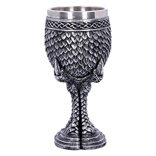 Image of Nemesis Now U4708P9 Grey Scale Dragon Claw Goblet 16.7cm, Resin w. Stainless Steel
