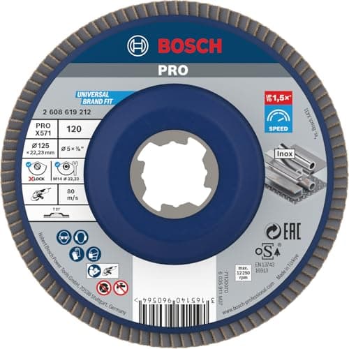 Image of Bosch Professional 1x Straight Flap Disc Best (for Metal, X-LOCK, X571, Diameter 125 mm, Grit Size K120, Bore Diameter 22.23 mm, Accessories for Angle Grinders)