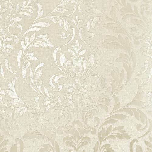 Image of Fine Decor FD43990 Azara Damask Luxury Textured Vinyl Wallpaper, Natural