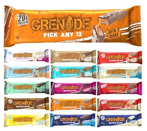 Image of Grenade Protein Bar - Pick any 12 Protein Bars from Birthday Cake, Cookie Dough, Salted Caramel, Fudged up, Peanut Nutter, Salted Peanut, Dark Chocolate Mint & More. High Protein & Fibre and Low Sugar