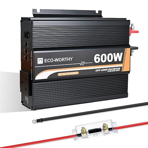 Image of ECO-WORTHY Pure Sine Wave Off-Grid Inverter 600W DC 12V to AC 230V for Car RV Caravan Camping and Solar System Home