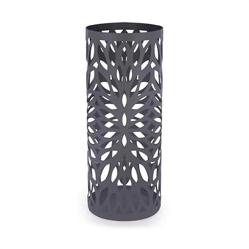 Image of Maison & White Metal Umbrella Stand | Round Modern with 4 Hooks & Removeable Drip Tray | Free Standing | Hallway Reception Furniture | Walking Stick Holder | Porch Decor Rack | M&W (Grey)