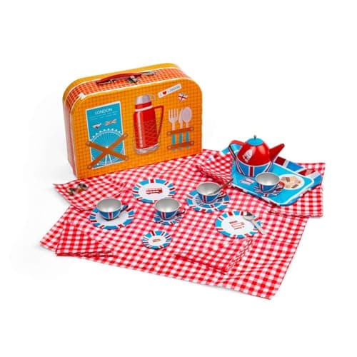 Image of Bigjigs Toys London Tin Tea Set - 24 Piece Child’s Teaset, Kids Picnic Sets, Toddlers Role Play Toy, Gifts For Children, Age 3 + Years