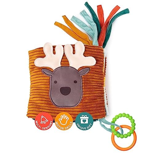 Image of Little Big Friends Soft Activity Book 2 in 1 | Multipurpose Developmental Toy | Easily attaches to Crib | Teething Ring | Forest