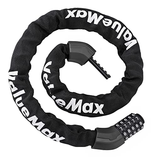 Image of ValueMax Bike Chain Lock, 8mm*1m Heavy Duty Chain Lock with 5-Digit Resettable Codes, High Security Chain and Lock Combination Anti-Theft for Bicycle, Motorcycle, Electric Vehicle, Front Door, Scooter