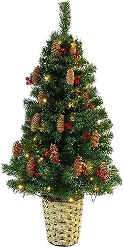 Image of Christmas Concepts® 3ft (90cm) Green Pre Lit Wall Mounted Christmas Tree With Cones And Red Berries