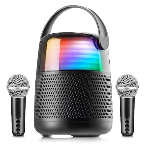 Image of Mi-Mic Kids Bluetooth Karaoke Machine with LED Lights, Wireless Microphones, Portable Bluetooth Speaker for Kids, Light Up Sing Along Karaoke Set