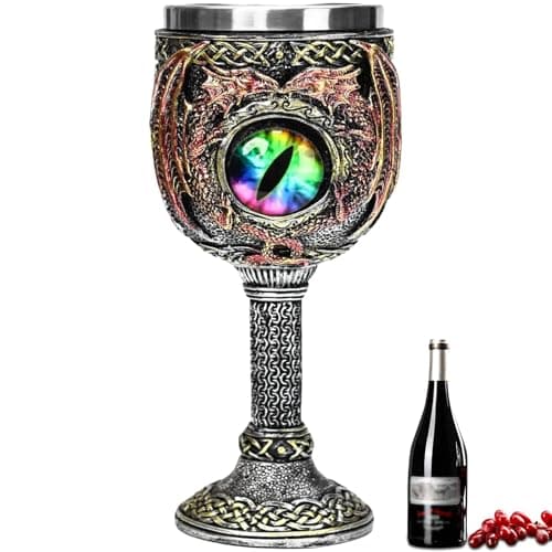 Image of ZONSUSE Dragon Eye Goblet,Medieval Wine Chalice,Gothic Dragon Wine Goblet,Pterosaur Eye of The Dragons Goblet,Personalized Gifts Collectibles for Fantasy Lover, Gothic Home Party Decor 180ml (Eye)