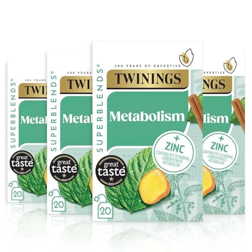 Image of Twinings Superblends Metabolism Tea - Peppermint & Spiced Green Tea Herbal Infusion with Nettle & Zinc, Metabolism Booster Tea, 80 x Biodegradable Tea Bags