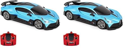 Image of CMJ RC Cars Bugatti Divo Blue Remote control Radio Car 1:24 Officially Licensed 1:24 Scale Working Lights 2.4Ghz (Pack of 2)