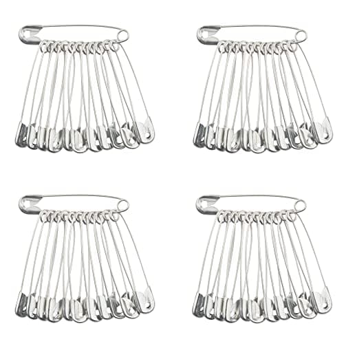 Image of 45mm Safety Pins, Pack of 48, Nickel Plated, Clothes Arts Crafts Sewing Hemming Textile Fabric Baby Clothing