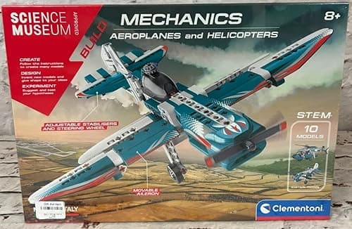 Image of Clementoni 61326, Science Museum Mechanics Laboratory Aeroplanes and Helicopters Science Kit for children, Ages 8 years plus, Multicolor, 39.6 x 27.8 x 6 centimetres